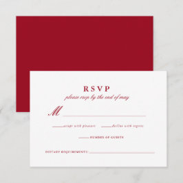 Modern Calligraphy Red Bröllop Responcard OSA Kort