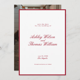 Modern Calligraphy Red Bröllop spara datum Inbjudningar