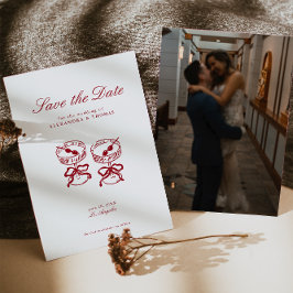 Modern Calligraphy Red Bröllop spara datum Inbjudningar