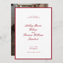 Modern Calligraphy Red Bröllop spara datum Inbjudningar