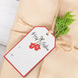 Modern Calligraphy Red Mittens to and from Presentetikett