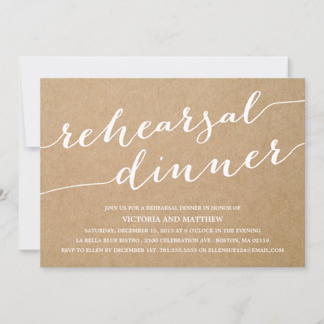 MODERN CALLIGRAPHY | REHEARSAL DINNER INBJUDANDE INBJUDNINGAR (Framsida)