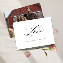 Modern Calligraphy Rustic Family Photo Valentiness Julkort