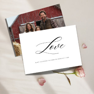 Modern Calligraphy Rustic Family Photo Valentiness Julkort