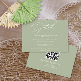 Modern calligraphy sage grönt QR bröllop Tilläggskort