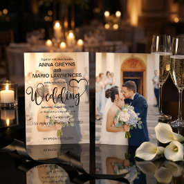 Modern Calligraphy Script 2 Photo Overlay Wedding Inbjudningar