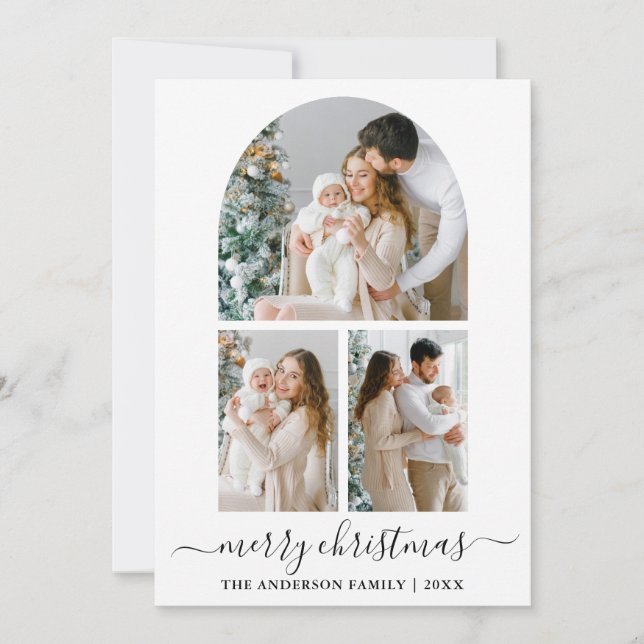 Modern Calligraphy Script 3 Photo Arch-jul Julkort (Framsida)