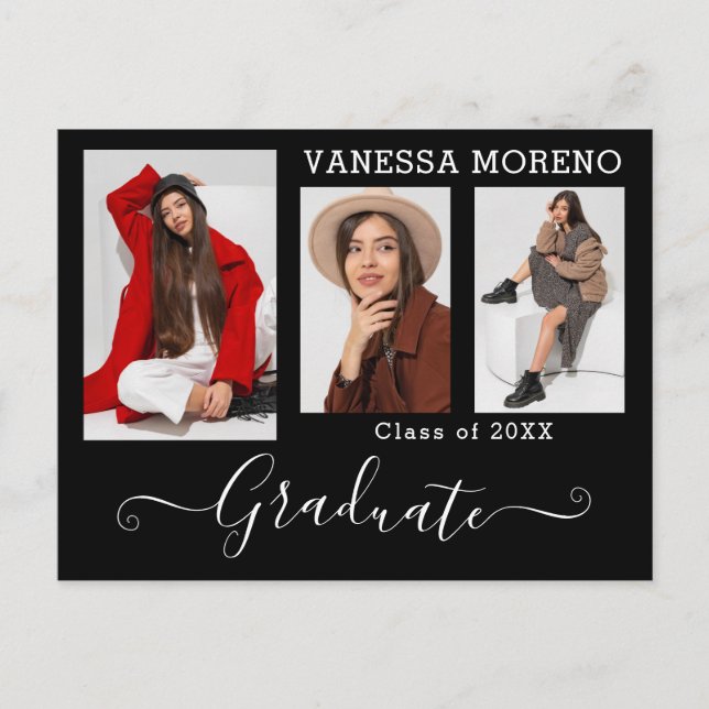 Modern Calligraphy Script 3 Photo BxW Studenten Vykort (Framsida)