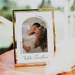 Modern Calligraphy Script Arch Ram Photo Bröllop Bordsnummer<br><div class="desc">Modern design och elegant som skrivs ut med Bordsnumret Modern Minimal Script Arch Ram Photo Bröllop som kan anpassas med din text och lägga till varje bordsnummer-kort i din kundvagn, en efter en. Klicka på knappen "Anpassa" och använda verktyg som är utformat för att ändra mallen. Kolla in Graphic Art...</div>