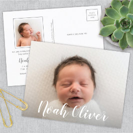 Modern Calligraphy Script Baby Namn Birth Meddelande Vykort