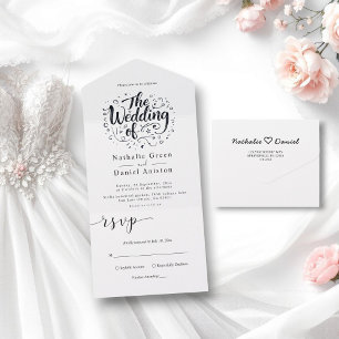 Modern Calligraphy Script Black and White Bröllop