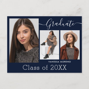 Modern Calligraphy Script Blue 3 Photo Studenten Vykort