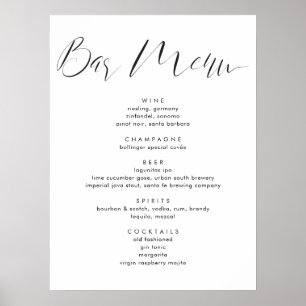 Modern Calligraphy Script Bröllop Drinks Pub Menu Poster