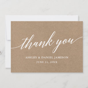 Modern Calligraphy Script Bröllop Kraft Tack Kort