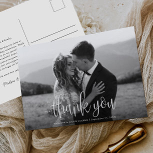 Modern Calligraphy Script Bröllop Photo Tack Vykort
