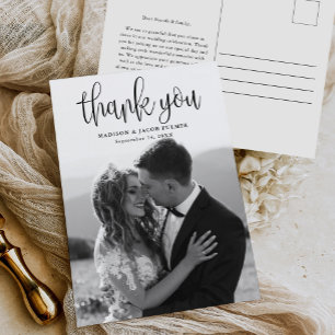 Modern Calligraphy Script Bröllop Photo Tack Vykort