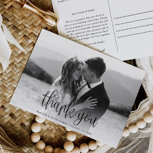 Modern Calligraphy Script Bröllop Photo Tack Vykort
