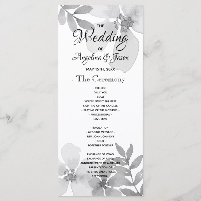 Modern Calligraphy Script Bröllop Program (Framsida)