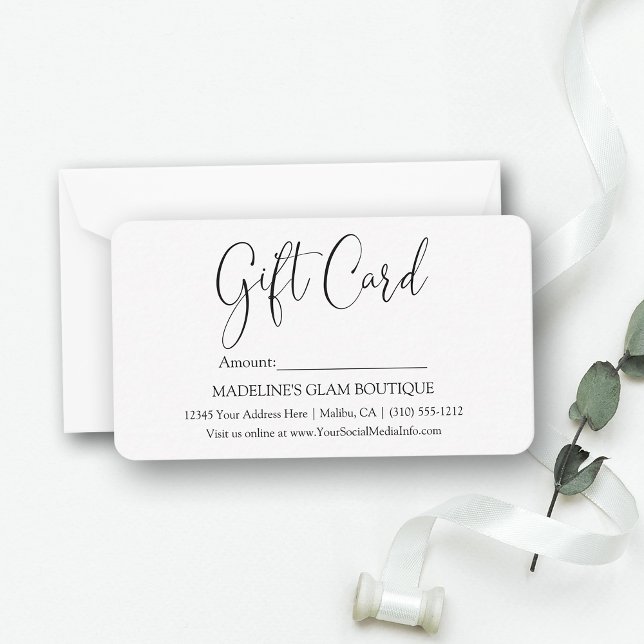 Modern Calligraphy Script Business Small Gift Card Anteckningskort (Customize to change your personalized text style, size, color or to add more text to back.)