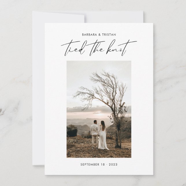 Modern Calligraphy Script Elopement Photo Meddelande (Framsida)
