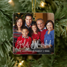 Modern Calligraphy Script Feliz Navidad Photo Julgransprydnad Keramik