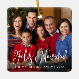 Modern Calligraphy Script Feliz Navidad Photo Julgransprydnad Keramik
