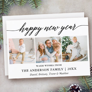 Modern Calligraphy Script Gott nytt år 3-foto Julkort