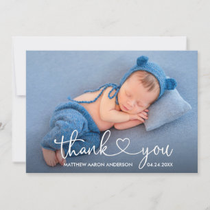 Modern Calligraphy Script Heart Baby Photo Tack Kort