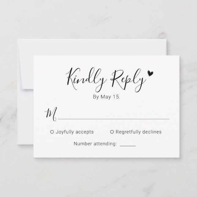 Modern Calligraphy Script Heart-Bröllop OSA Card (Framsida)