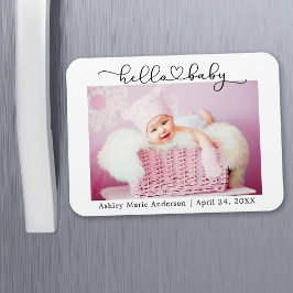 Modern Calligraphy Script Heart Hej Baby Magnet