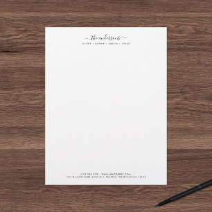 Modern Calligraphy Script Personlig Family Namn Brevhuvud