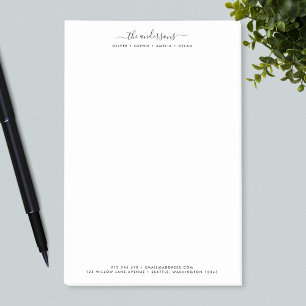 Modern Calligraphy Script Personlig Family Namn Post-it Block