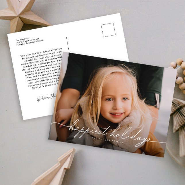 Modern Calligraphy Script Photo Lycklig Helg Vykort (Skapare uppladdad)