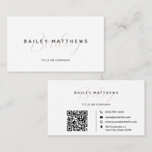 Modern Calligraphy Script QR Code Professionell Visitkort