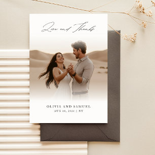 Modern Calligraphy Script Simple Photo Bröllop Tack Kort