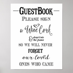 Modern Calligraphy Sign vin kork bröllop Poster