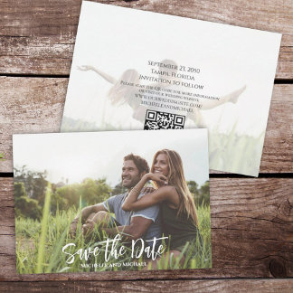 Modern Calligraphy Simple Photo Trendig QR-kod Spara Datumet