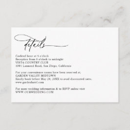 Modern Calligraphy Simple Wedding Details Tilläggskort