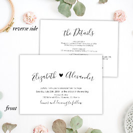 Modern Calligraphy-skript Heart allt i en Bröllop Inbjudningar