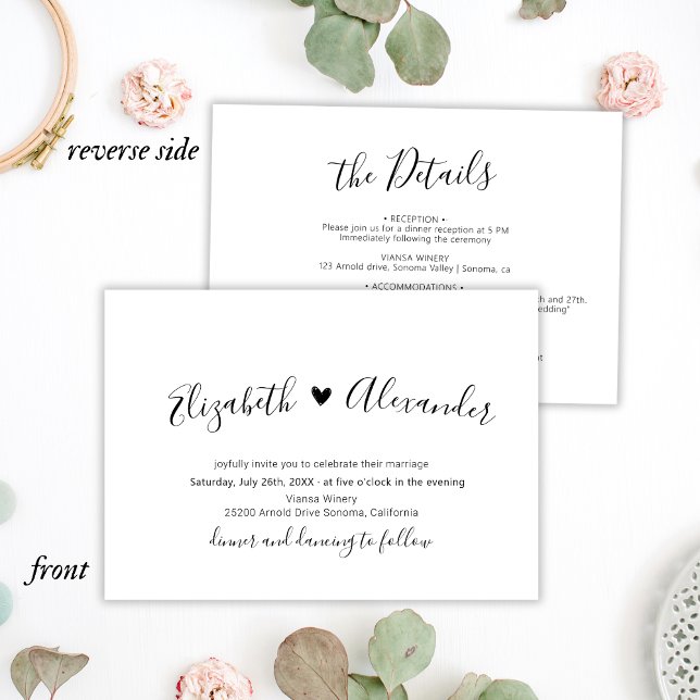 Modern Calligraphy-skript Heart allt i en Bröllop Inbjudningar (Skapare uppladdad)