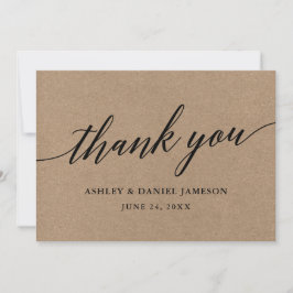 Modern Calligraphy-skript Kraft Bröllop Tack Kort