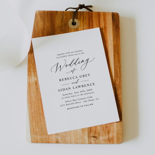 Modern Calligraphy-skript Minimalistic Bröllop Inbjudningar (Skapare uppladdad)