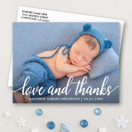 Modern Calligraphy-skript Nyfödd bebis Kärlek Tack Vykort