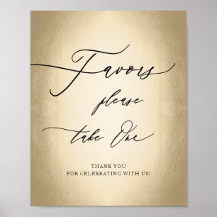 Modern Calligraphy-skriptet Guld Favors Bröllop-te Poster