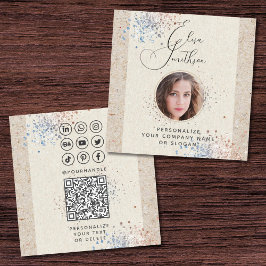 Modern Calligraphy Social Media QR-kod Lägg till b Fyrkantigt Visitkort