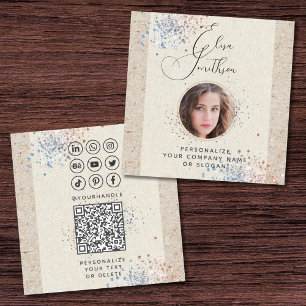 Modern Calligraphy Social Media QR-kod Lägg till b Fyrkantigt Visitkort