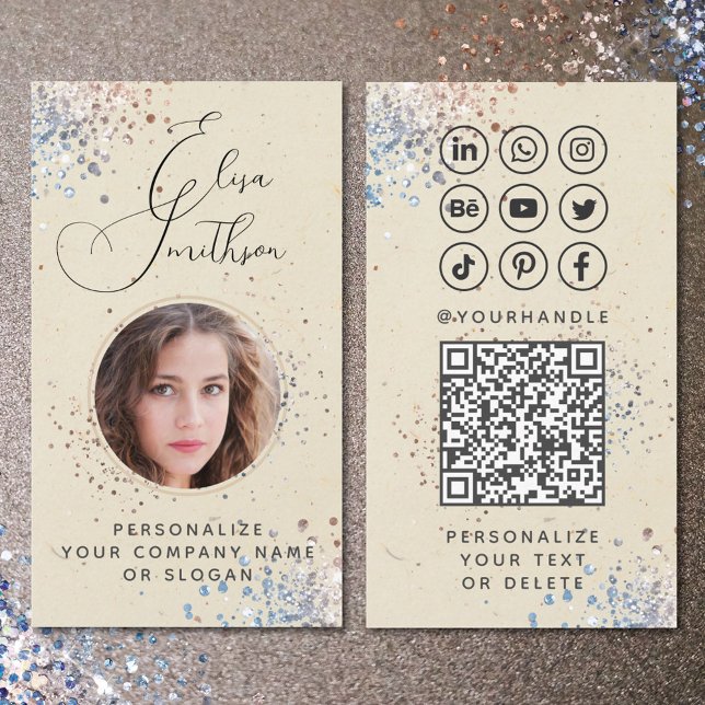 Modern Calligraphy Social Media QR-kod Lägg till b Visitkort (Skapare uppladdad)