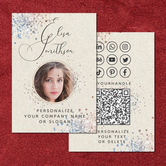 Modern Calligraphy Social Media QR-kod Lägg till b Visitkort (Skapare uppladdad)