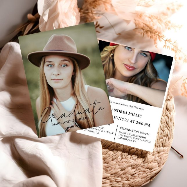 Modern Calligraphy Student Photo Studenten Inbjudningar (Skapare uppladdad)