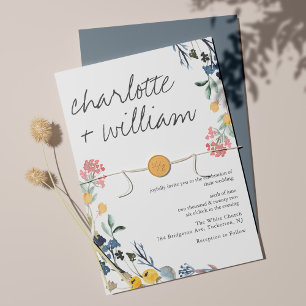 Modern Calligraphy Summer Wildblomma Bröllop Inbjudningar